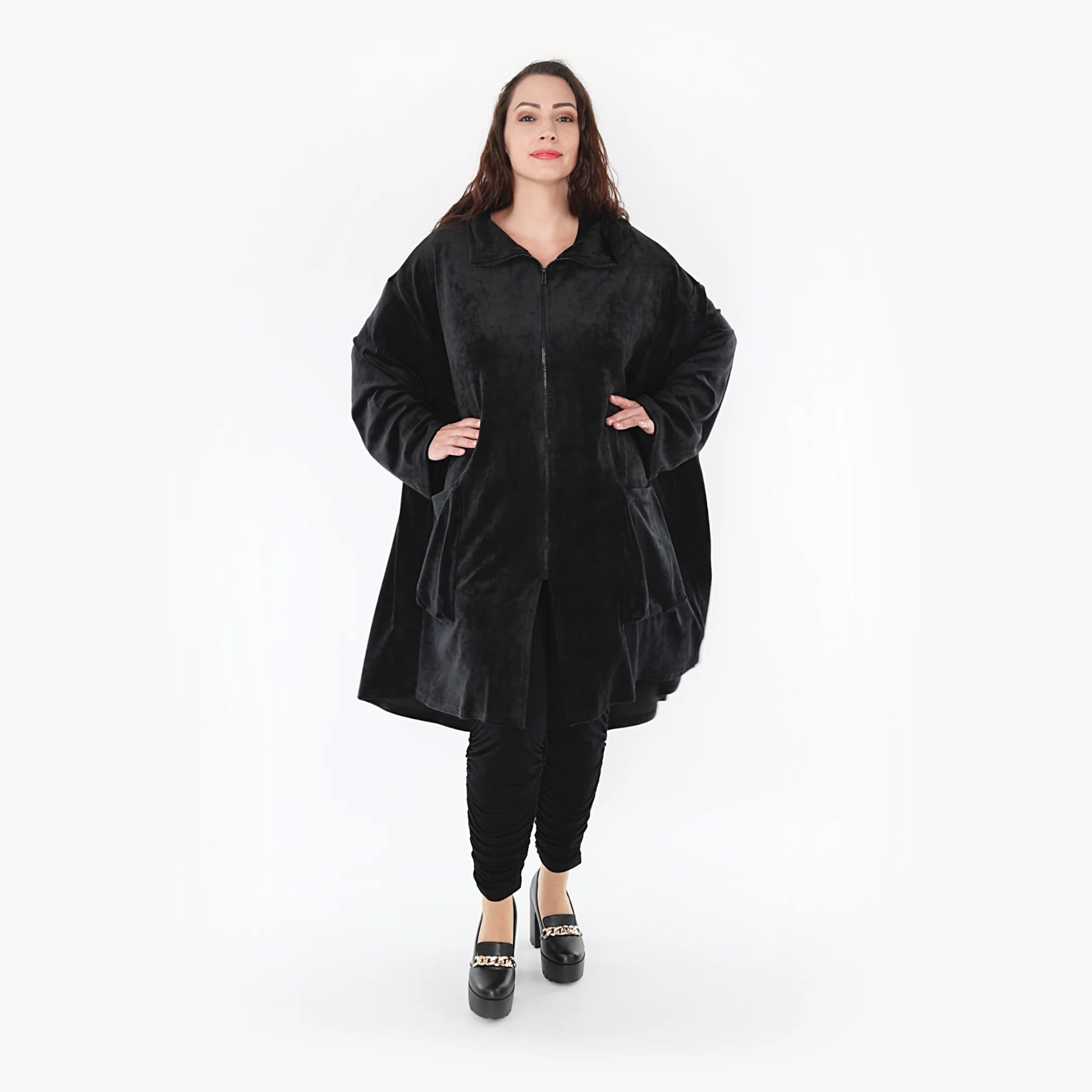  AKH Fashion Mantel in Vokuhila-Form, aus Polyester, 1368.02276, Schwarz, Schick, Modern