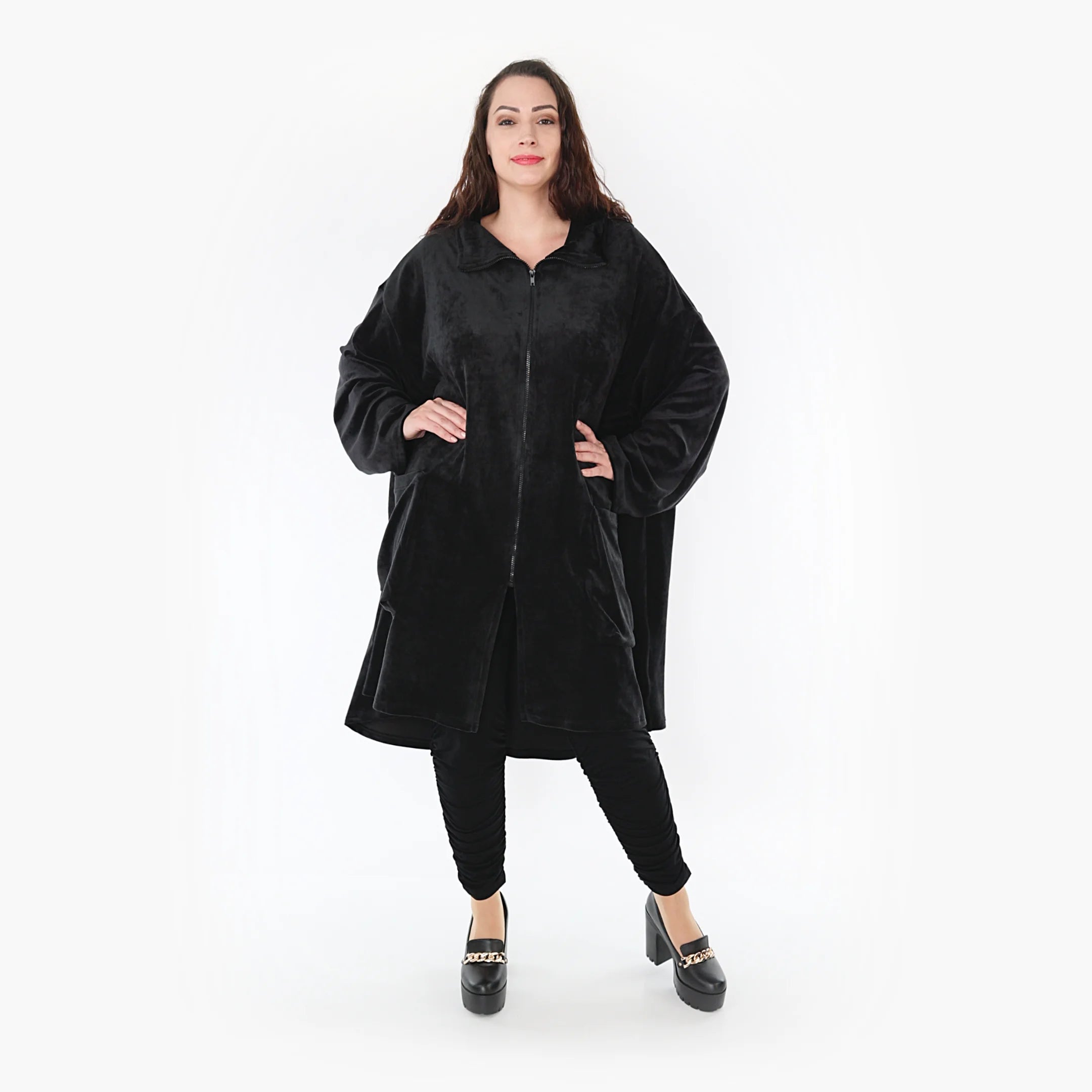  AKH Fashion Mantel in Vokuhila-Form, aus Polyester, 1368.02276, Schwarz, Schick, Modern