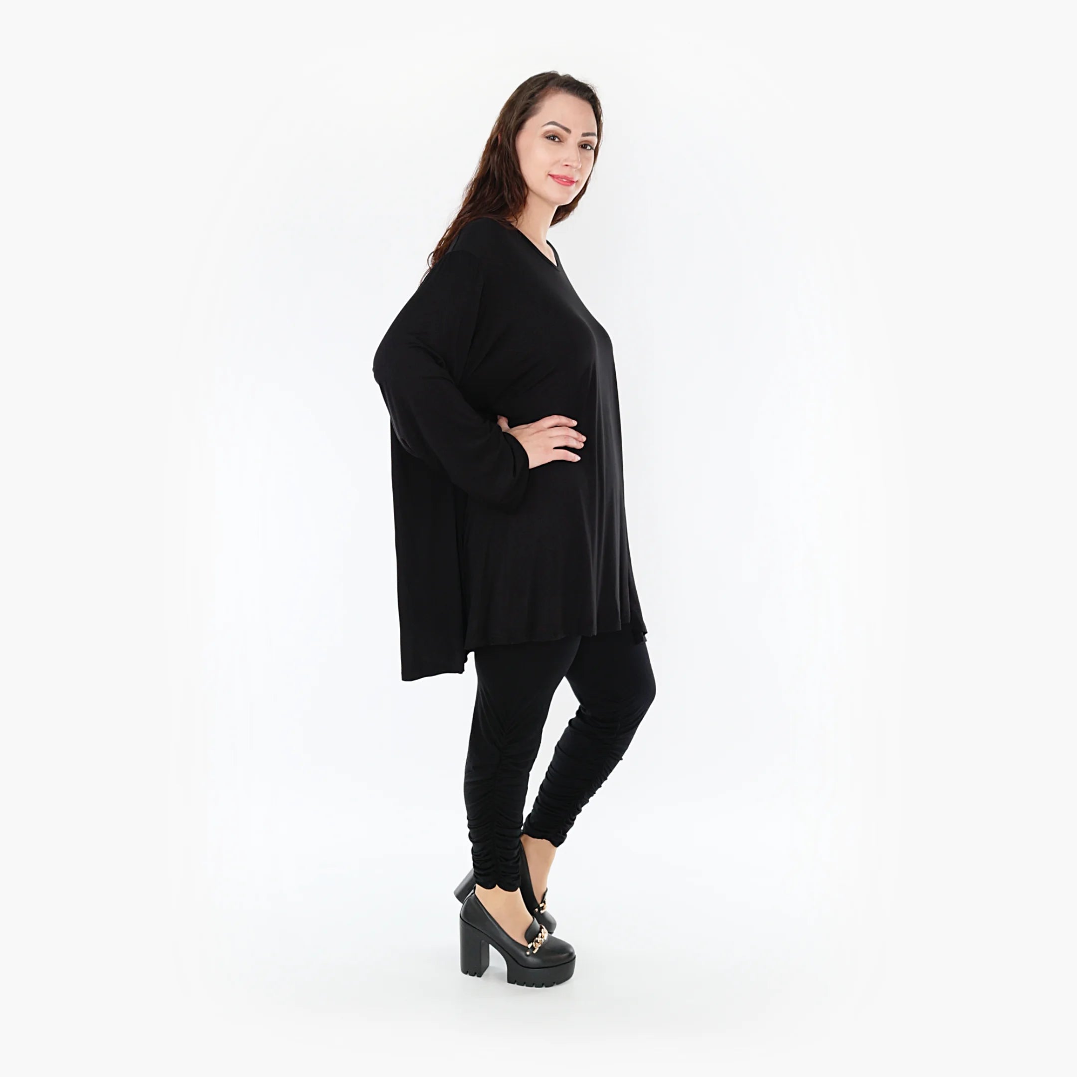  A-Form Bigshirt von AKH Fashion aus Bambus, 1356.00593, Schwarz, Schick, Modern, Bequem