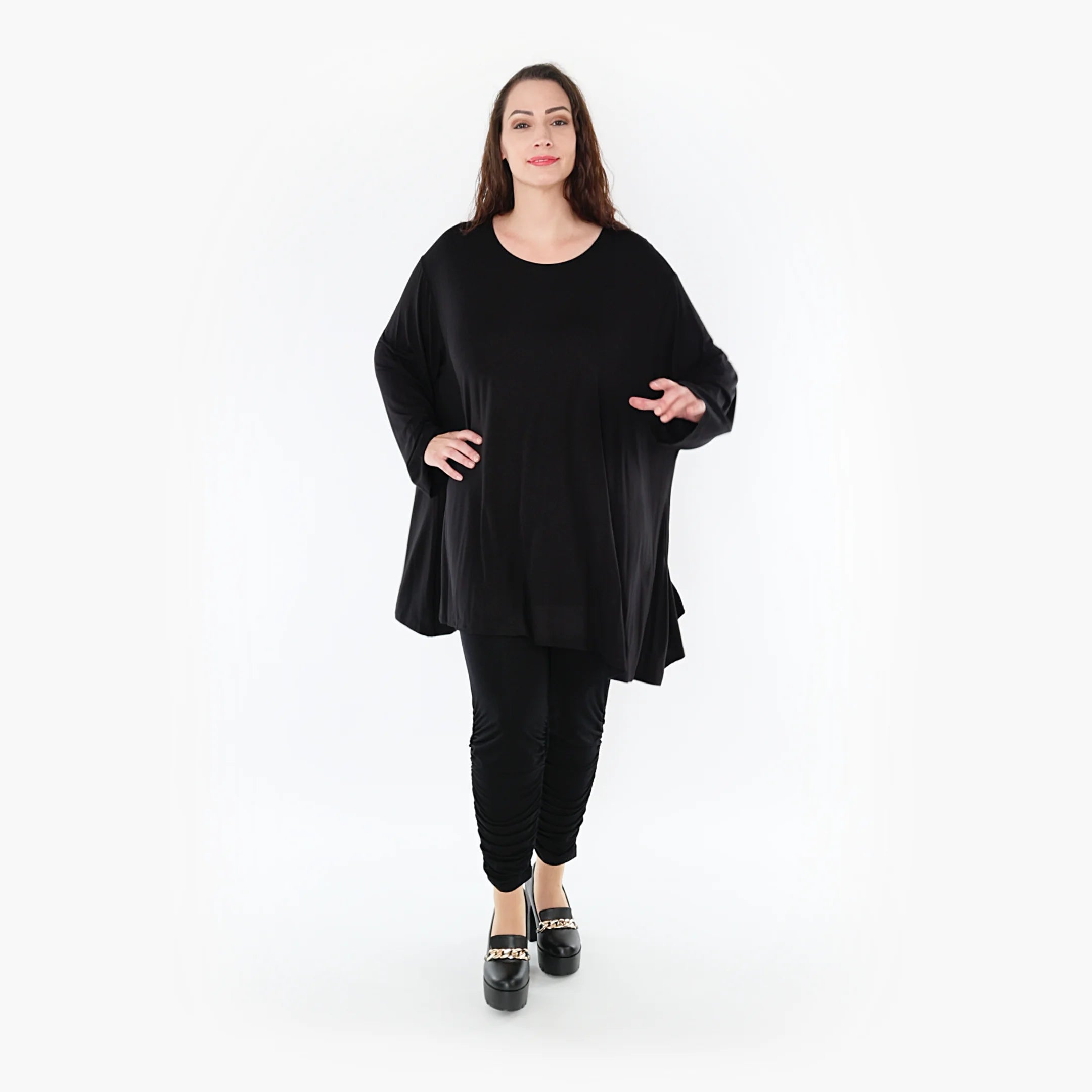  A-Form Bigshirt von AKH Fashion aus Bambus, 1356.00593, Schwarz, Schick, Modern, Bequem