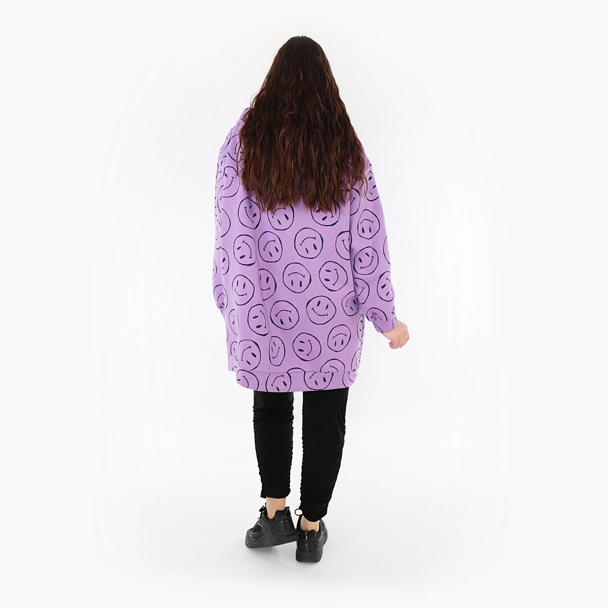  Bigshirt von AKH Fashion aus Baumwolle in gerader Form, 1361.06988, Flieder-Schwarz, Schick