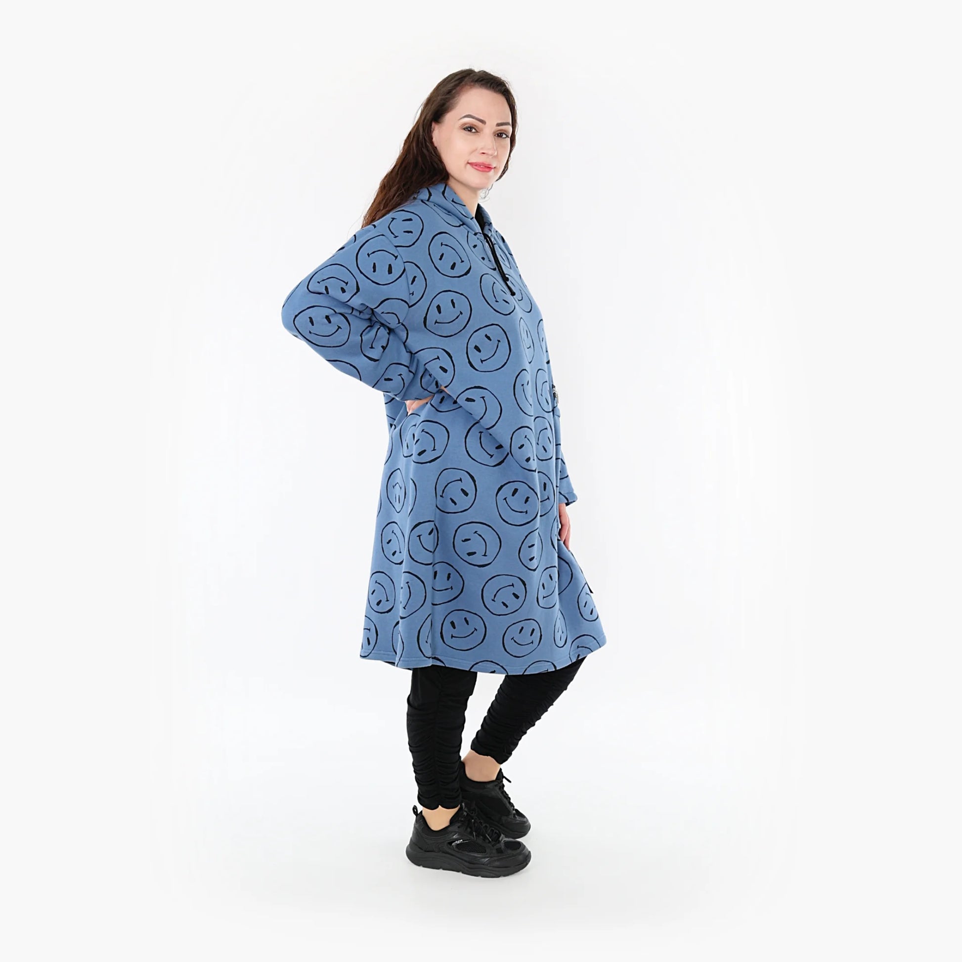  A-Form Bigshirt von AKH Fashion aus Baumwolle, 1361.06989, Jeansblau-Schwarz, Schick, Modern