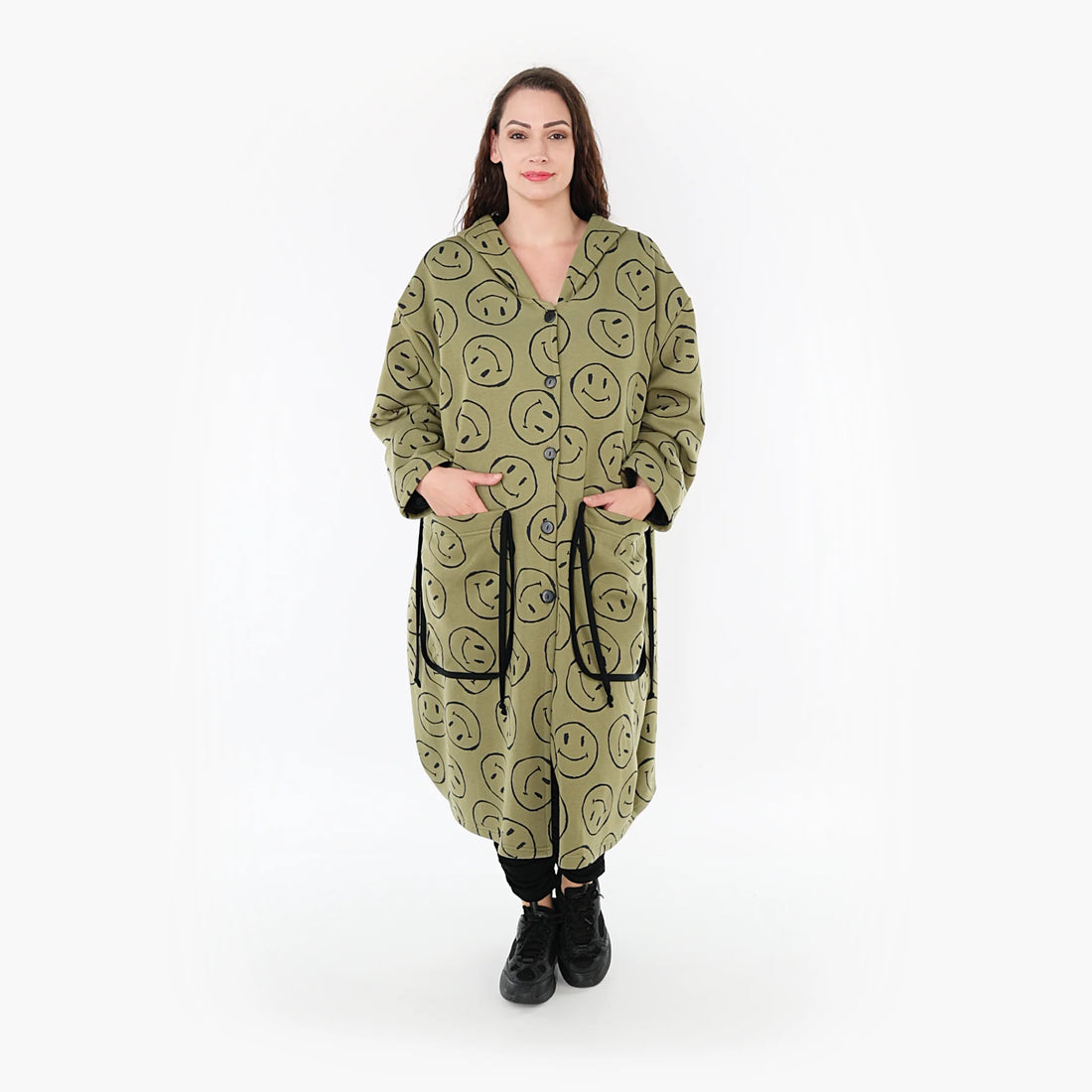  Ballonmantel von AKH Fashion aus Baumwolle, 1361.06986, Olive-Schwarz, Unifarben, Schick