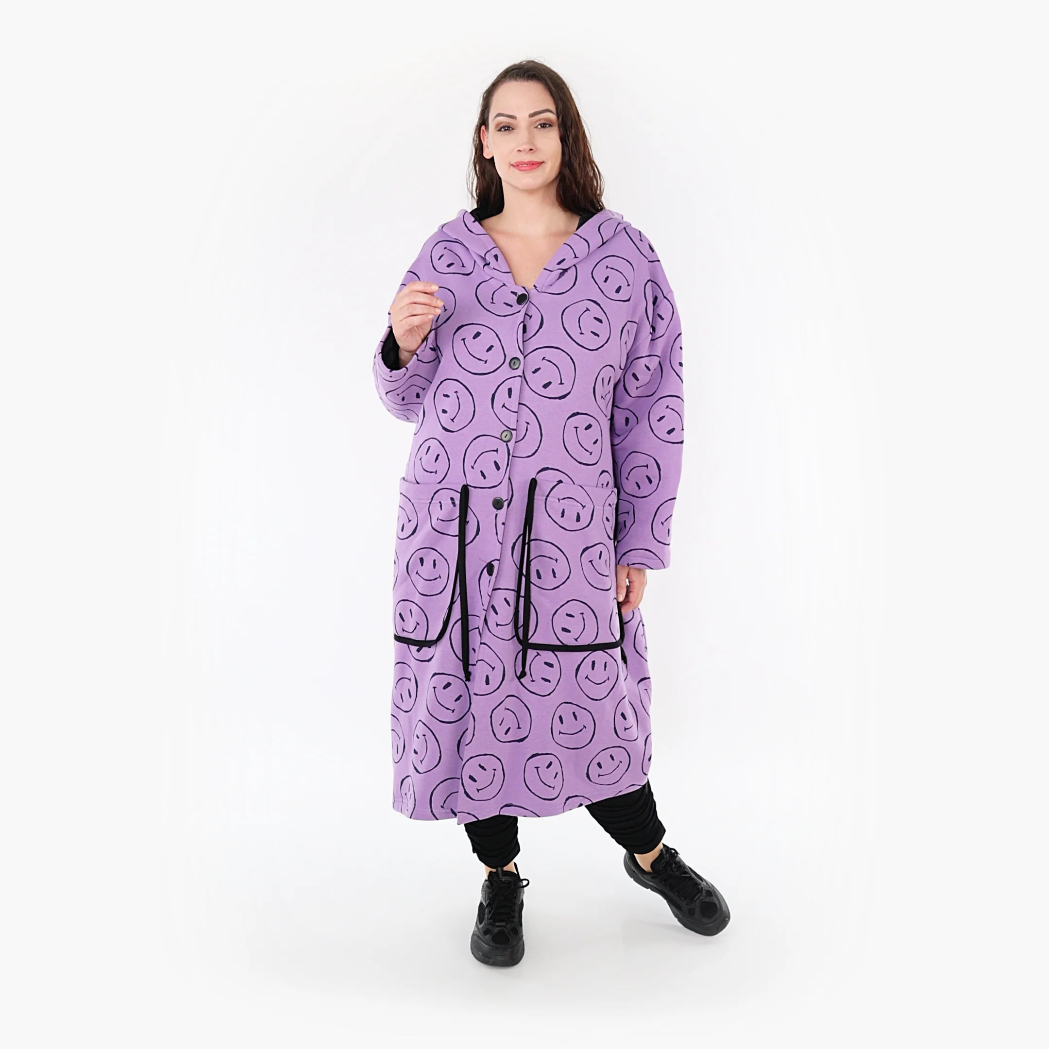  Ballonmantel von AKH Fashion aus Baumwolle, 1361.06986, Flieder-Schwarz, Schick, Modern
