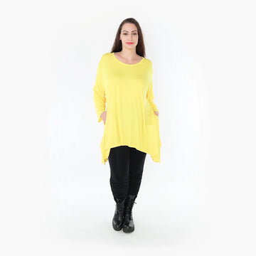  A-Form Shirt in strahlendem Gelb mit lässigem Rundhalsausschnitt und praktischen Taschen für Plus Size