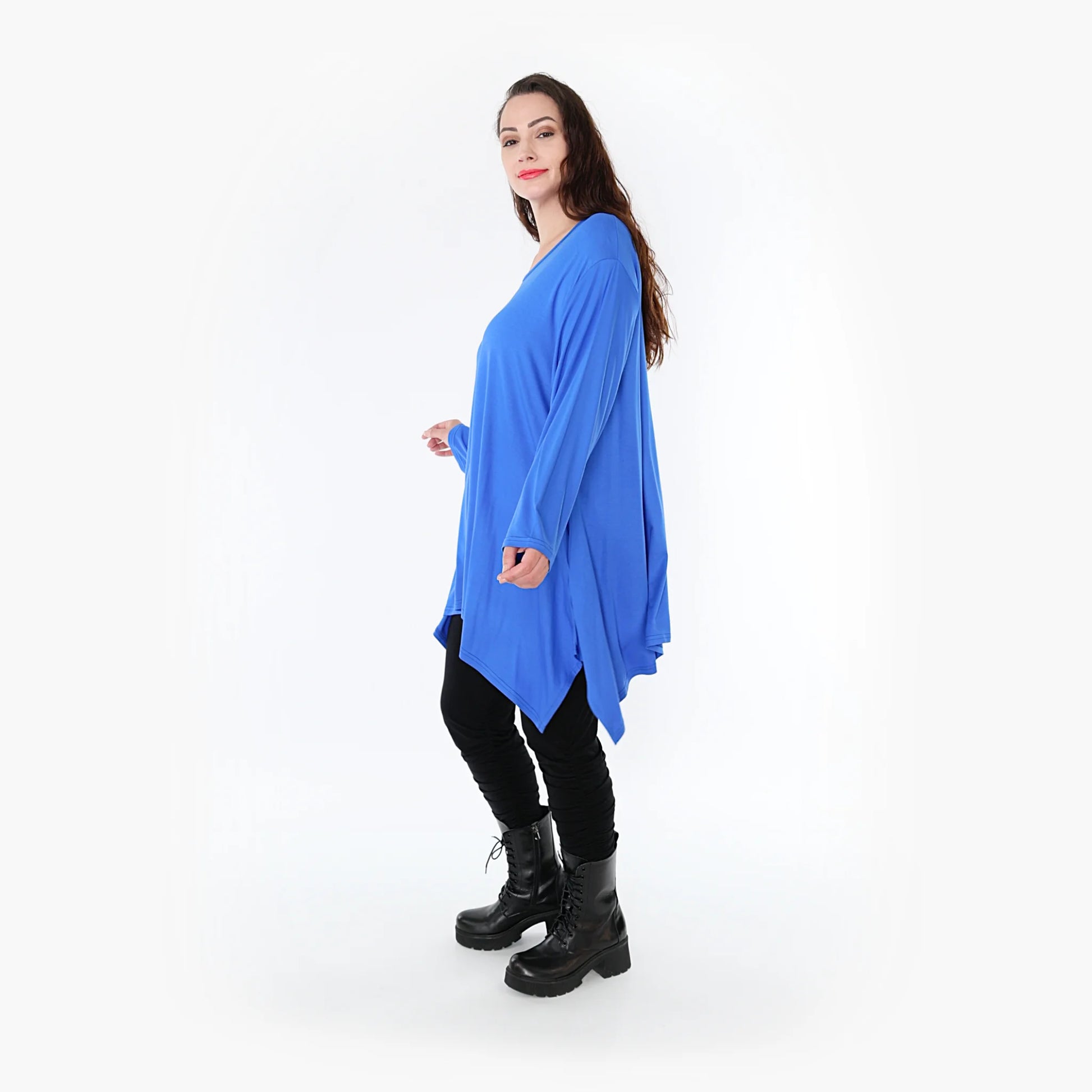  A-Form Shirt von AKH Fashion aus Viskose, 1233.1019L, Royalblau, Unifarben, Ausgefallen