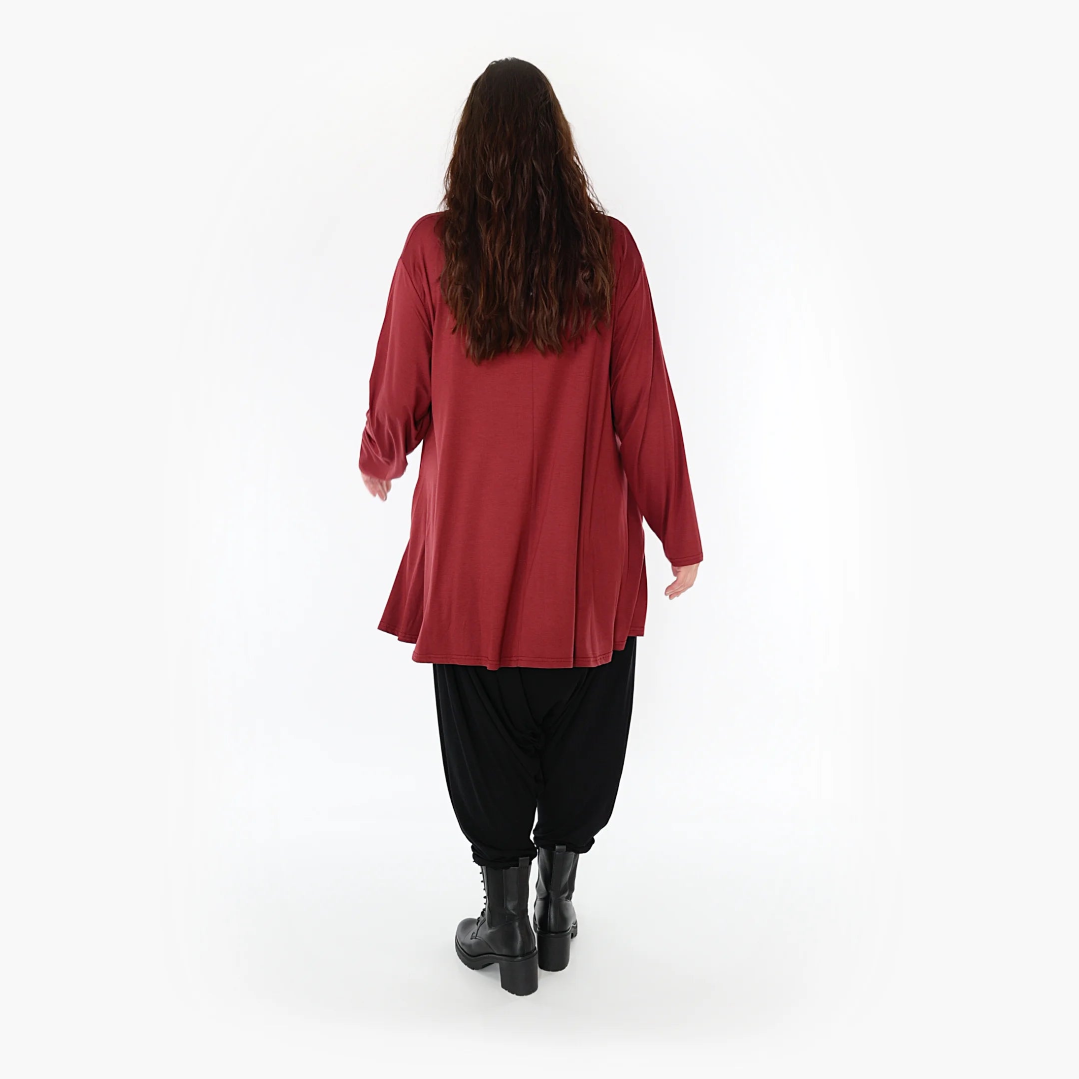  AKH Fashion Shirt in Glocken-Form, aus Viskose, 1233.1892L, Burgundy, Schick, Modern