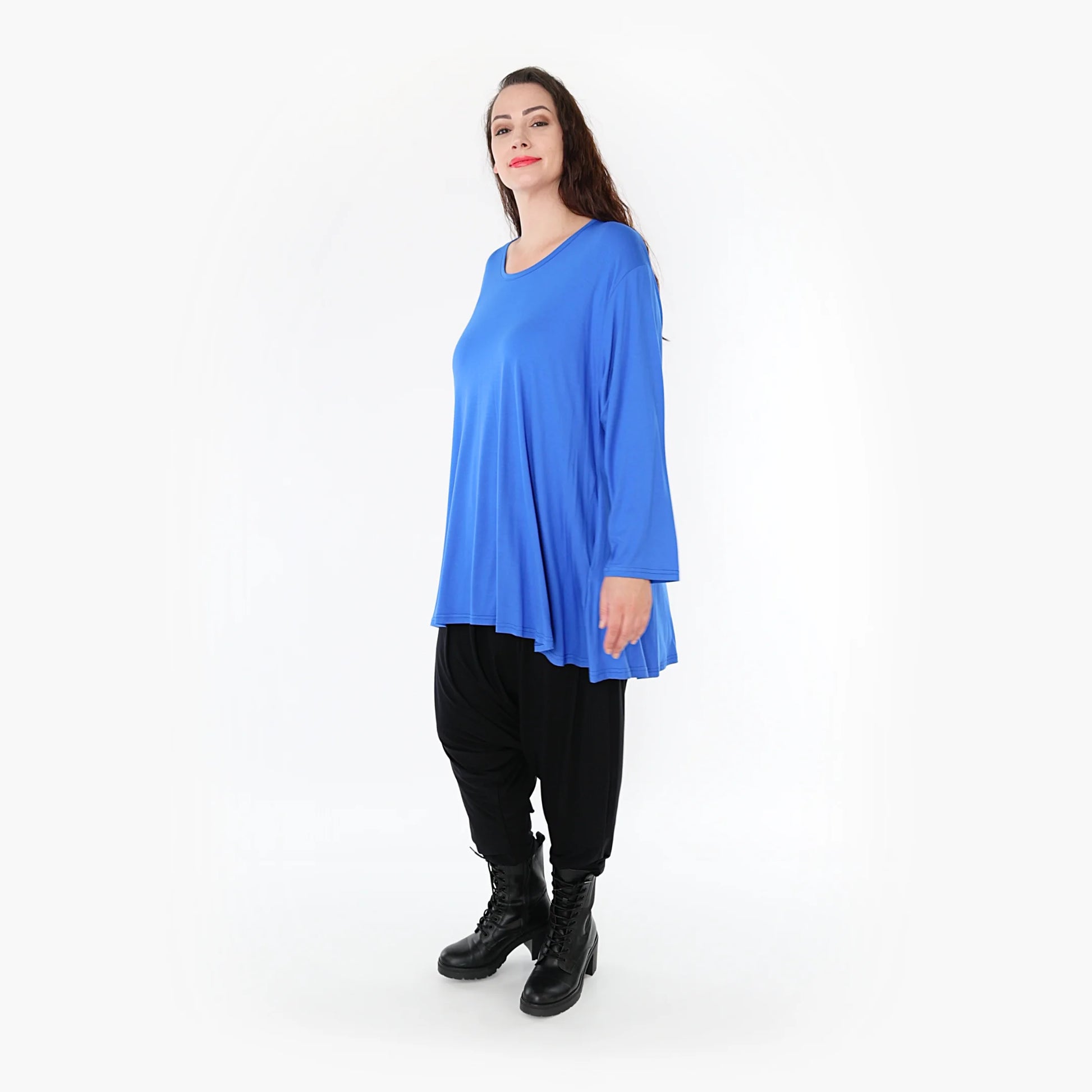  Shirt von AKH Fashion aus Viskose in Glocken-Form, 1233.1892L, Royalblau, Schick, Modern