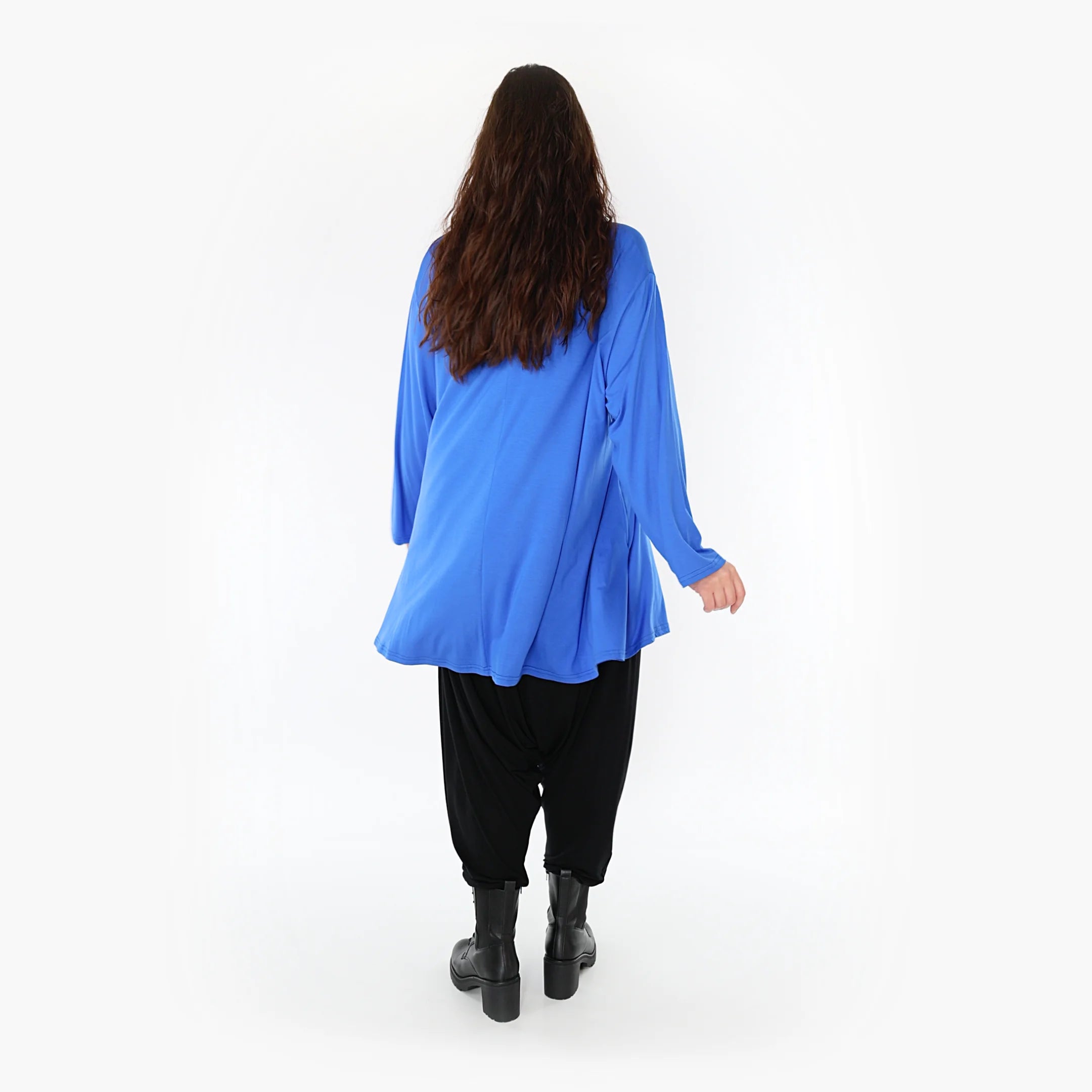  AKH Fashion Shirt in Glocken-Form, aus Viskose, 1233.1892L, Royalblau, Schick, Modern