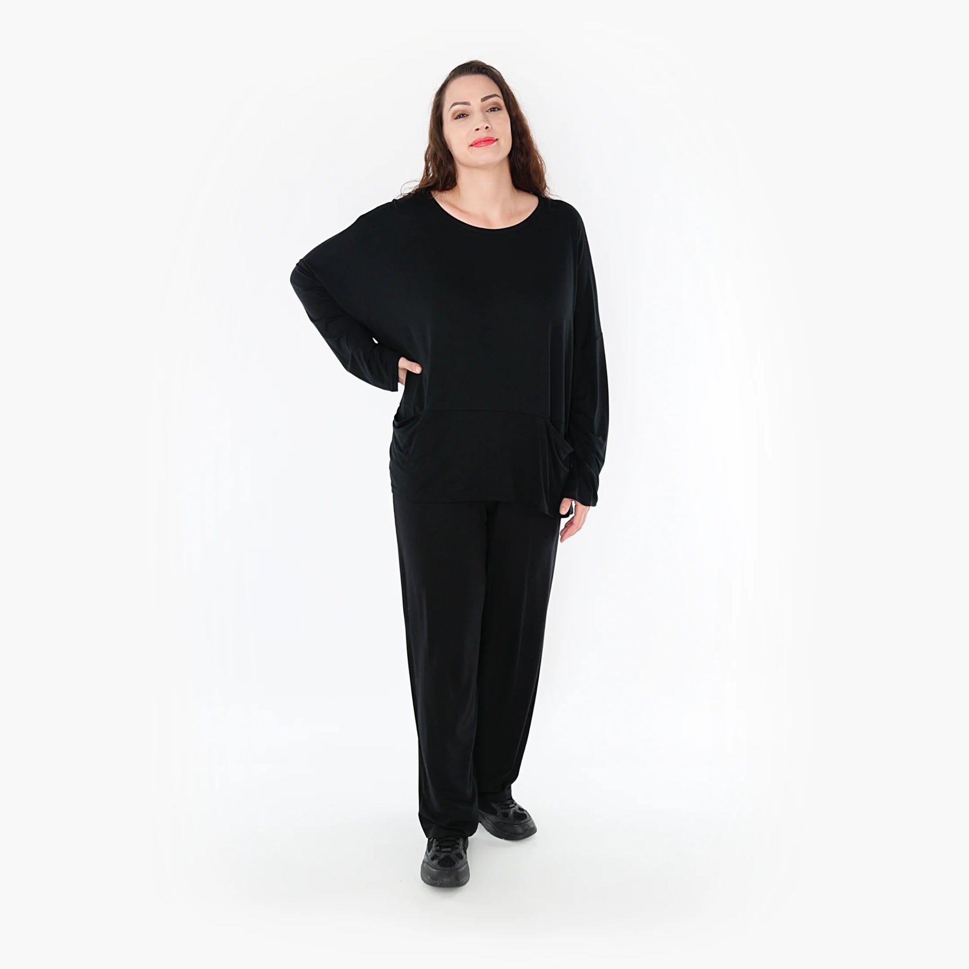  Bigshirt von AKH Fashion aus Viskose in kastiger Form, 1233.6888L, Schwarz, Schick, Modern