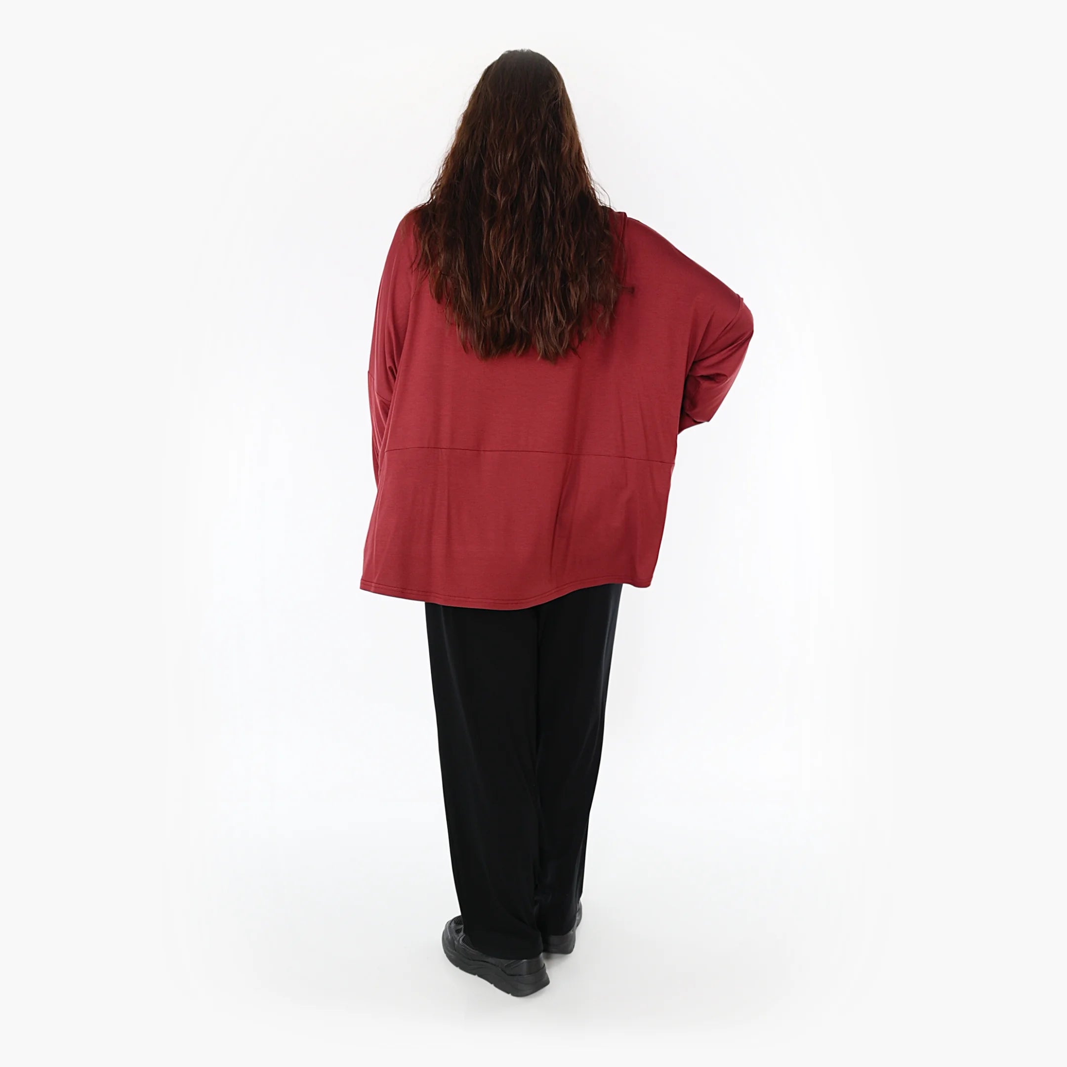  AKH Fashion Bigshirt in kastiger Form, aus Viskose, 1233.6888L, Burgundy, Schick, Modern