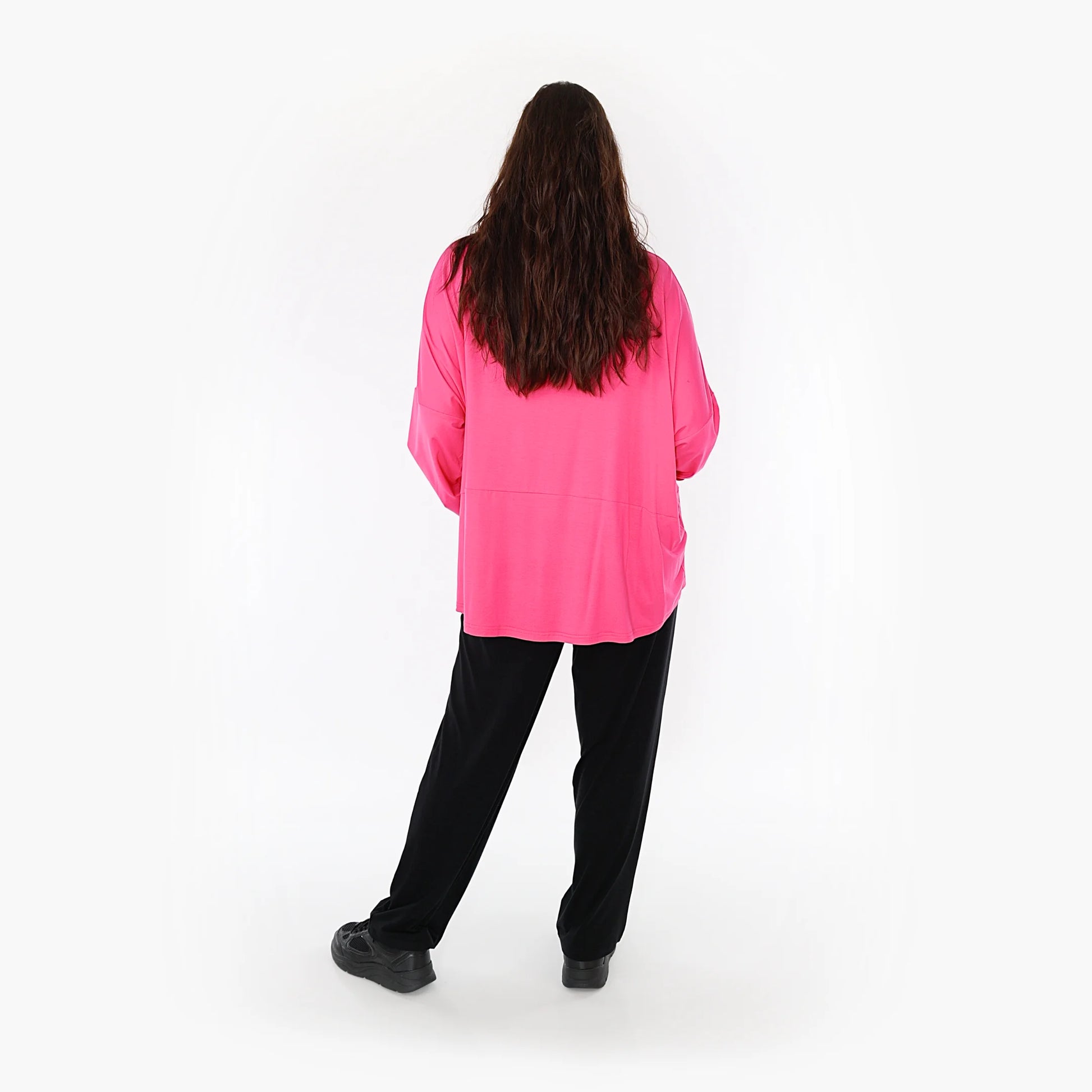  Bigshirt von AKH Fashion aus Viskose in kastiger Form, 1233.6888L, Fuchsia, Schick, Modern