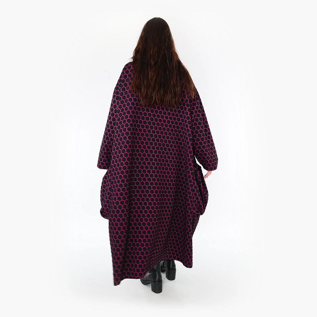  Ballonmantel von AKH Fashion aus Materialmix, 1365.06985, Schwarz-Fuchsia, Raute, Schick