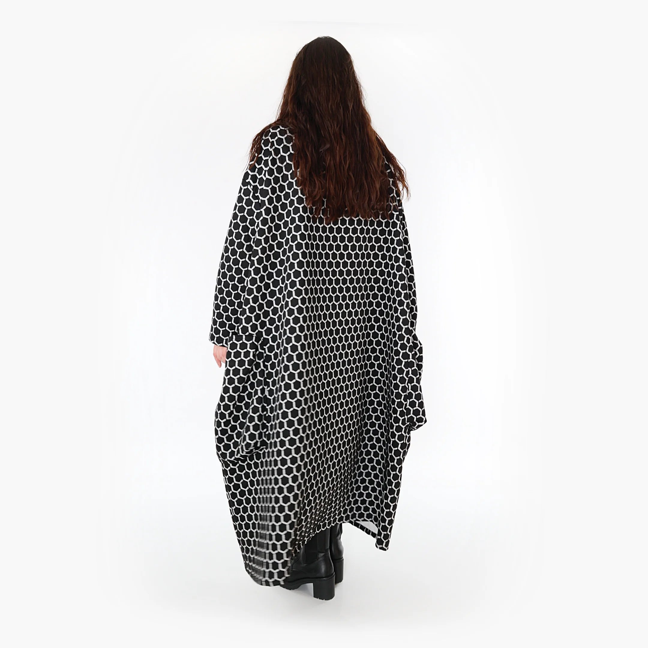  Ballonmantel von AKH Fashion aus Materialmix, 1365.06985, Schwarz-Weiß, Raute, Schick