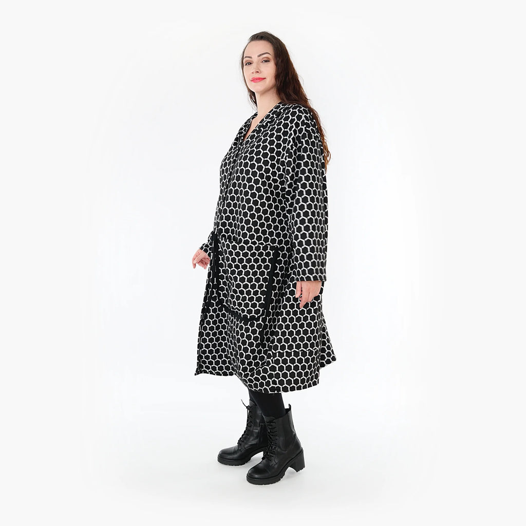  Ballonmantel von AKH Fashion aus Materialmix, 1365.06986, Schwarz-Weiß, Raute, Schick