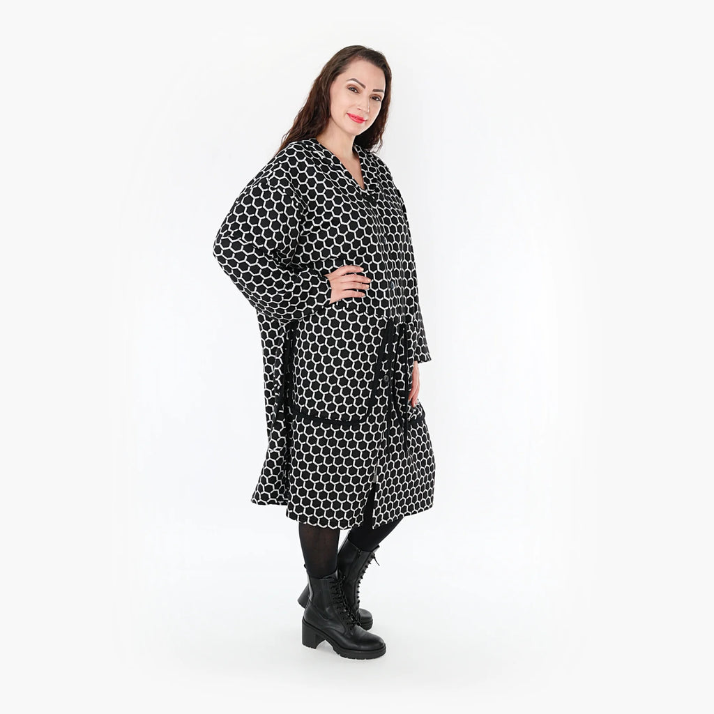  Ballonmantel von AKH Fashion aus Materialmix, 1365.06986, Schwarz-Weiß, Raute, Schick