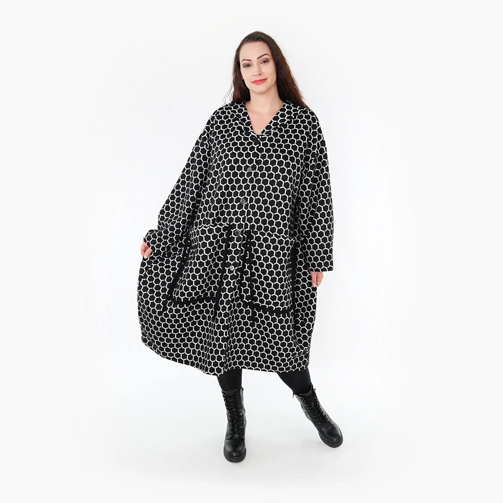  Ballonmantel von AKH Fashion aus Materialmix, 1365.06986, Schwarz-Weiß, Raute, Schick