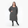  Ballonkleid von AKH Fashion aus Materialmix, 1365.06859, Schwarz-Weiß, Raute, Schick