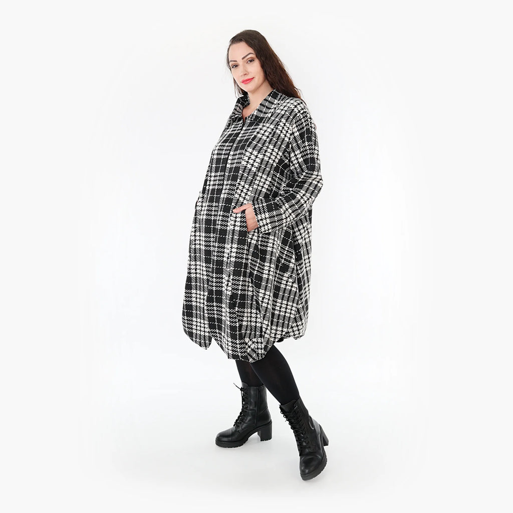  Ballonmantel von AKH Fashion aus Baumwolle, 1362.01424, Weiß-Schwarz, Schick, Modern