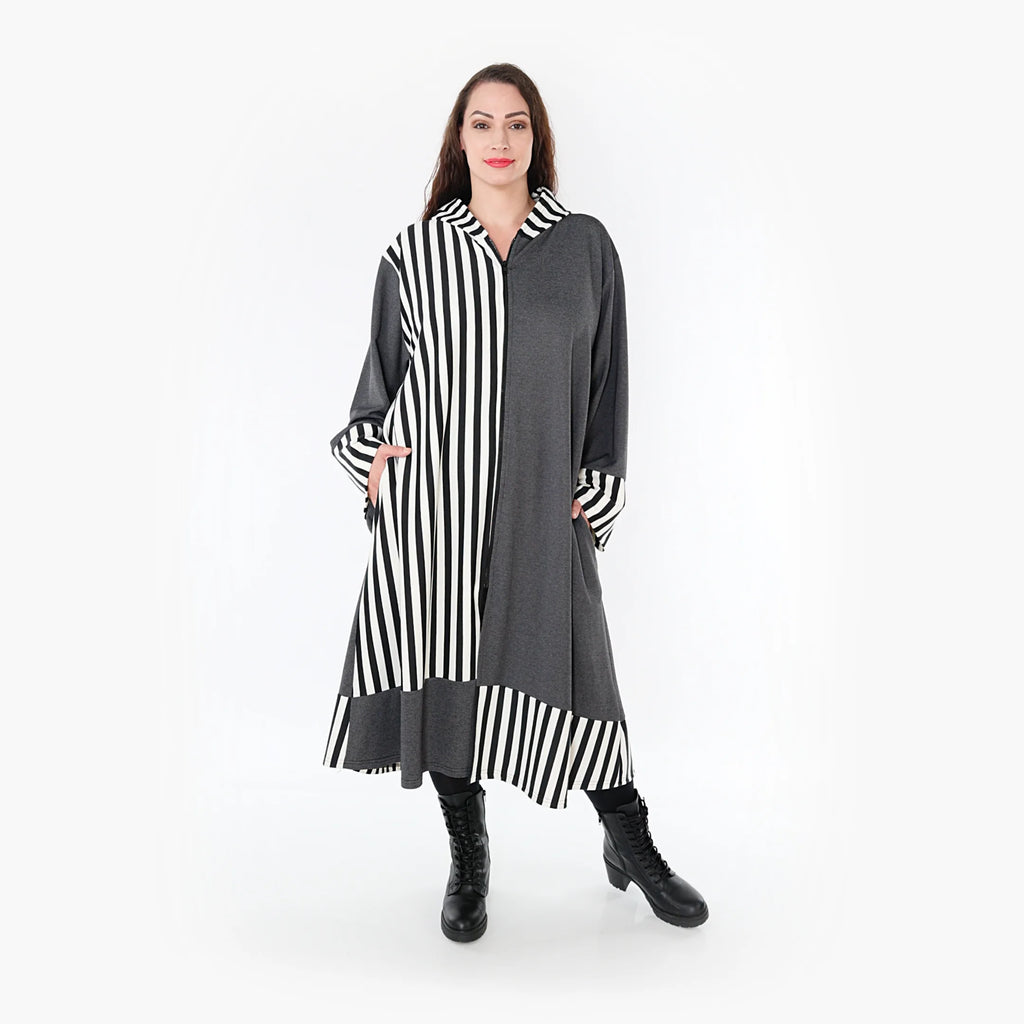  Ballonmantel von AKH Fashion aus Viskose, 1366.06990, Grau-Weiß, Schick, Modern, Bequem