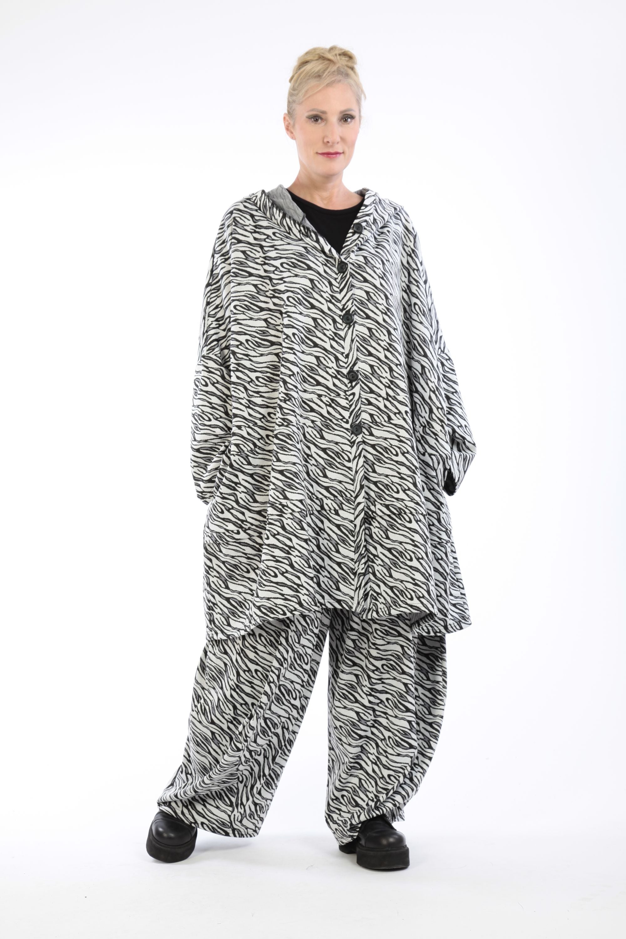  AKH Fashion Jacke in gerader Form, aus Materialmix, 1172.06857, Weiß-Schwarz, Zebra