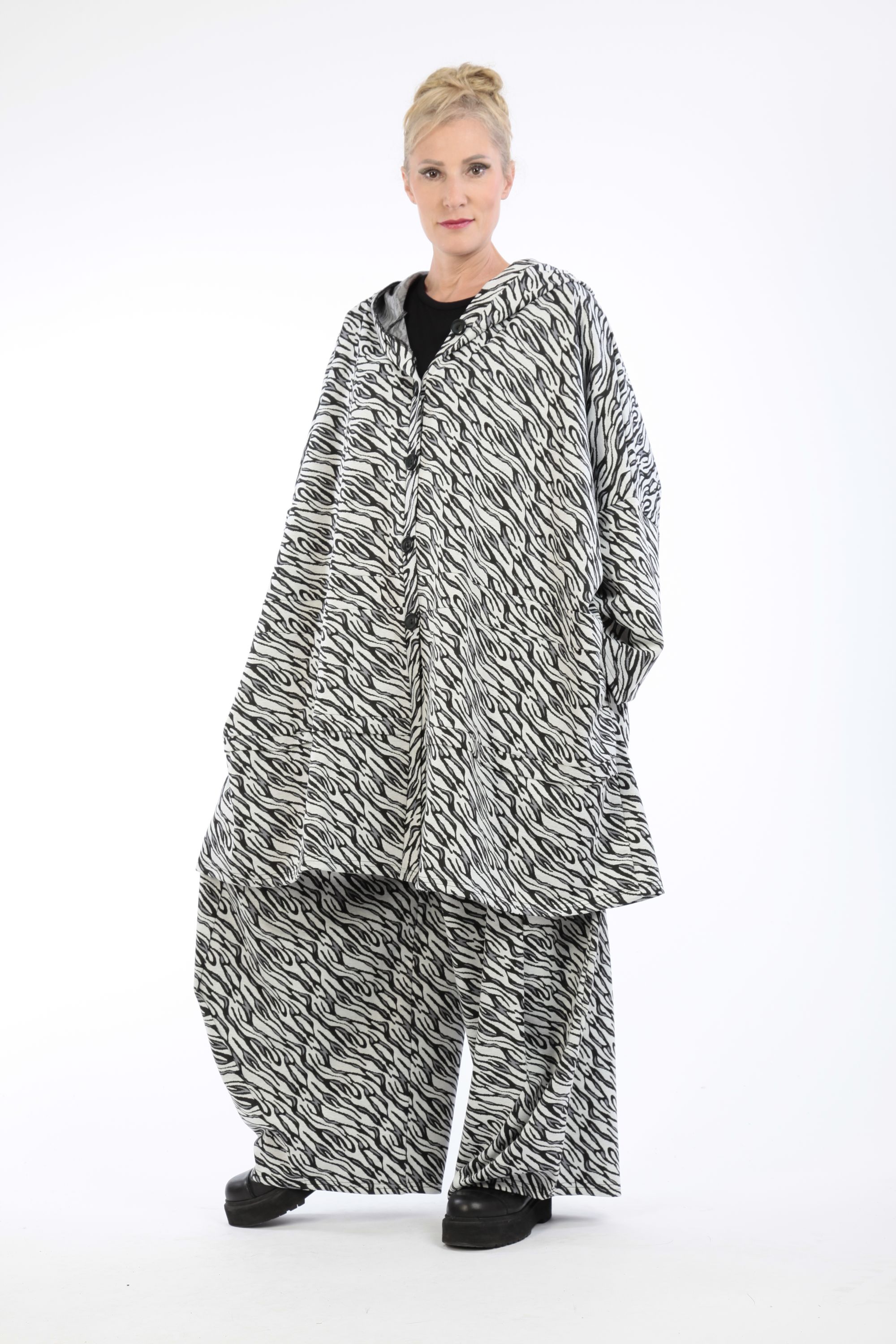  AKH Fashion Jacke in gerader Form, aus Materialmix, 1172.06857, Weiß-Schwarz, Zebra