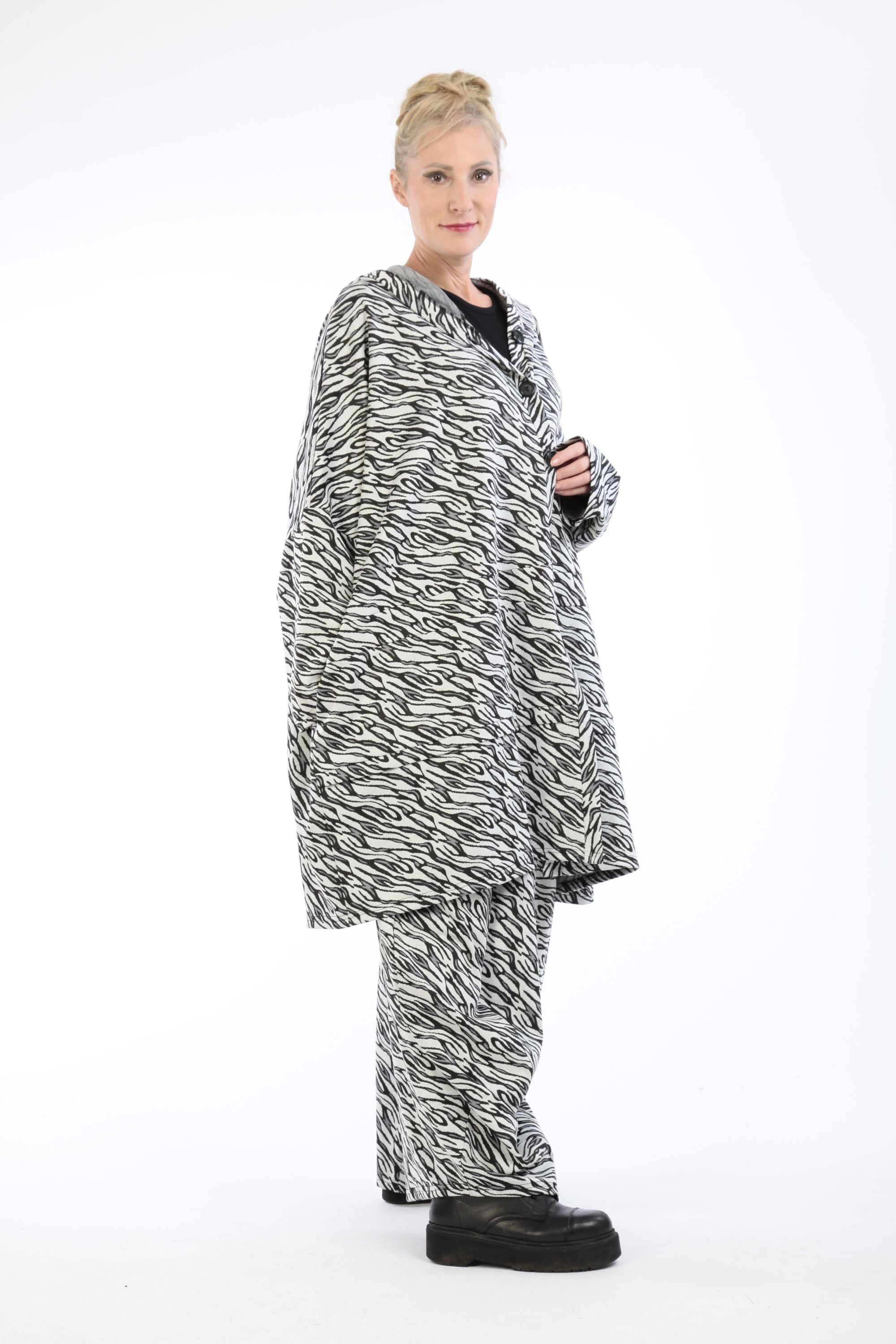  AKH Fashion Jacke in gerader Form, aus Materialmix, 1172.06857, Weiß-Schwarz, Zebra