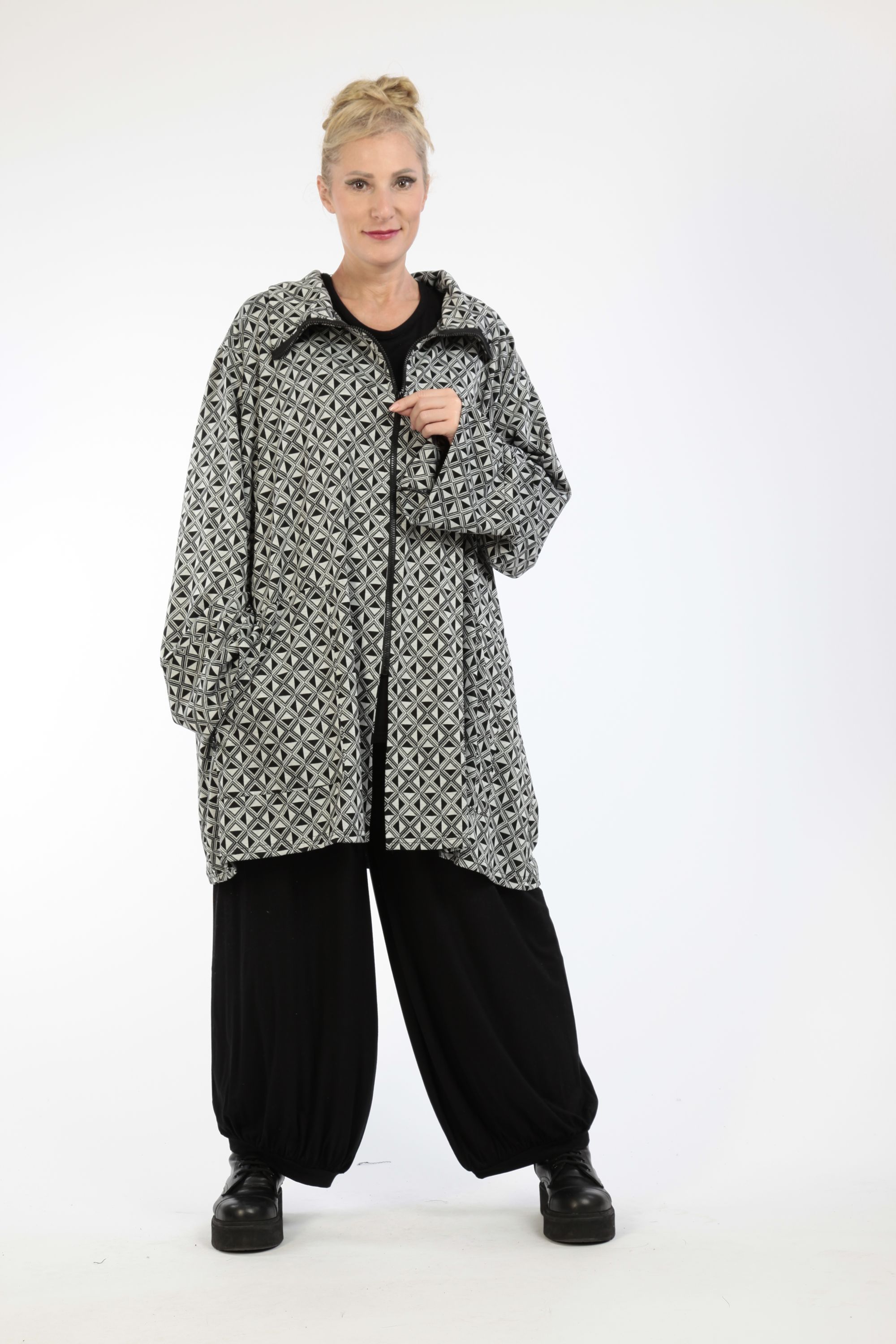  AKH Fashion Jacke in gerader Form, aus Materialmix, 1174.06854, Grau-Schwarz, Argyle