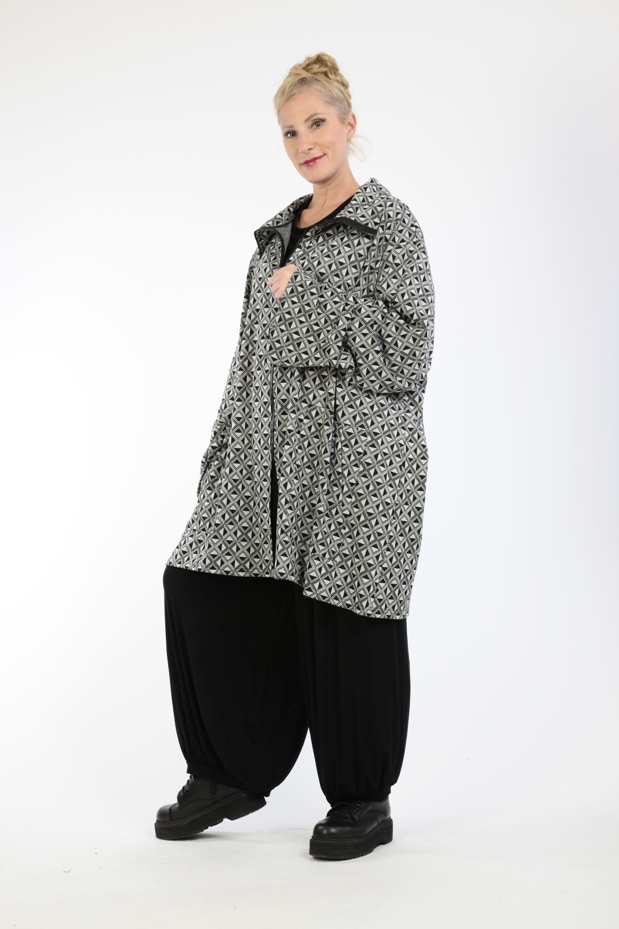  AKH Fashion Jacke in gerader Form, aus Materialmix, 1174.06854, Grau-Schwarz, Argyle