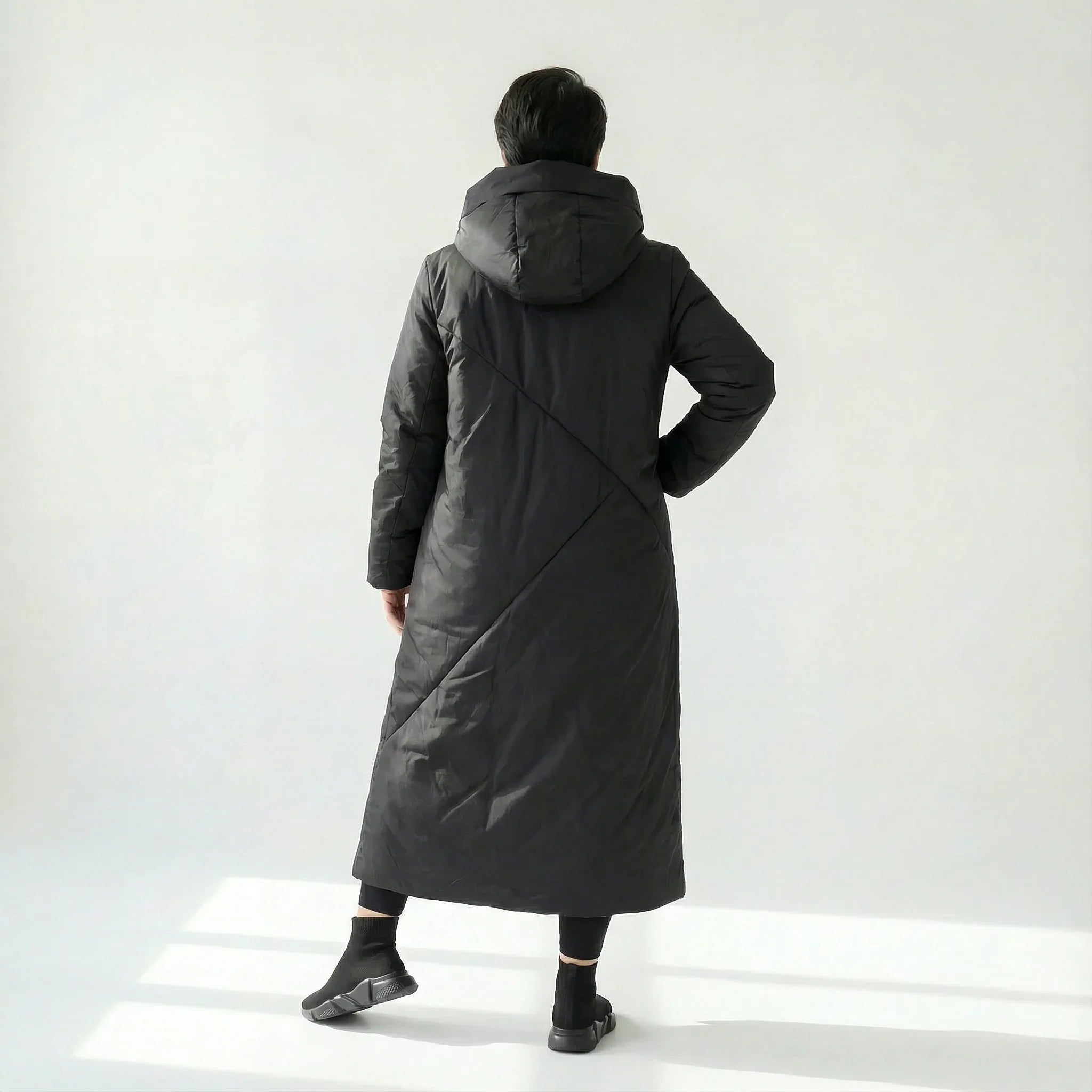 Asymmetrischer Damenmantel Oversize mit Kapuze Softshell Look Rita Fink exklusiv bei Modeare