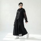 Trieste Oversize-Set mit Spitze: Schwarze Popeline-Bluse & Lagenrock – bei Modeare entdecken