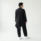 iZAR Avantgarde Damen Set aus Popeline – Bluse, Weste & Hose in Schwarz | Modeare Oversize Kurator-Look für Übergang
