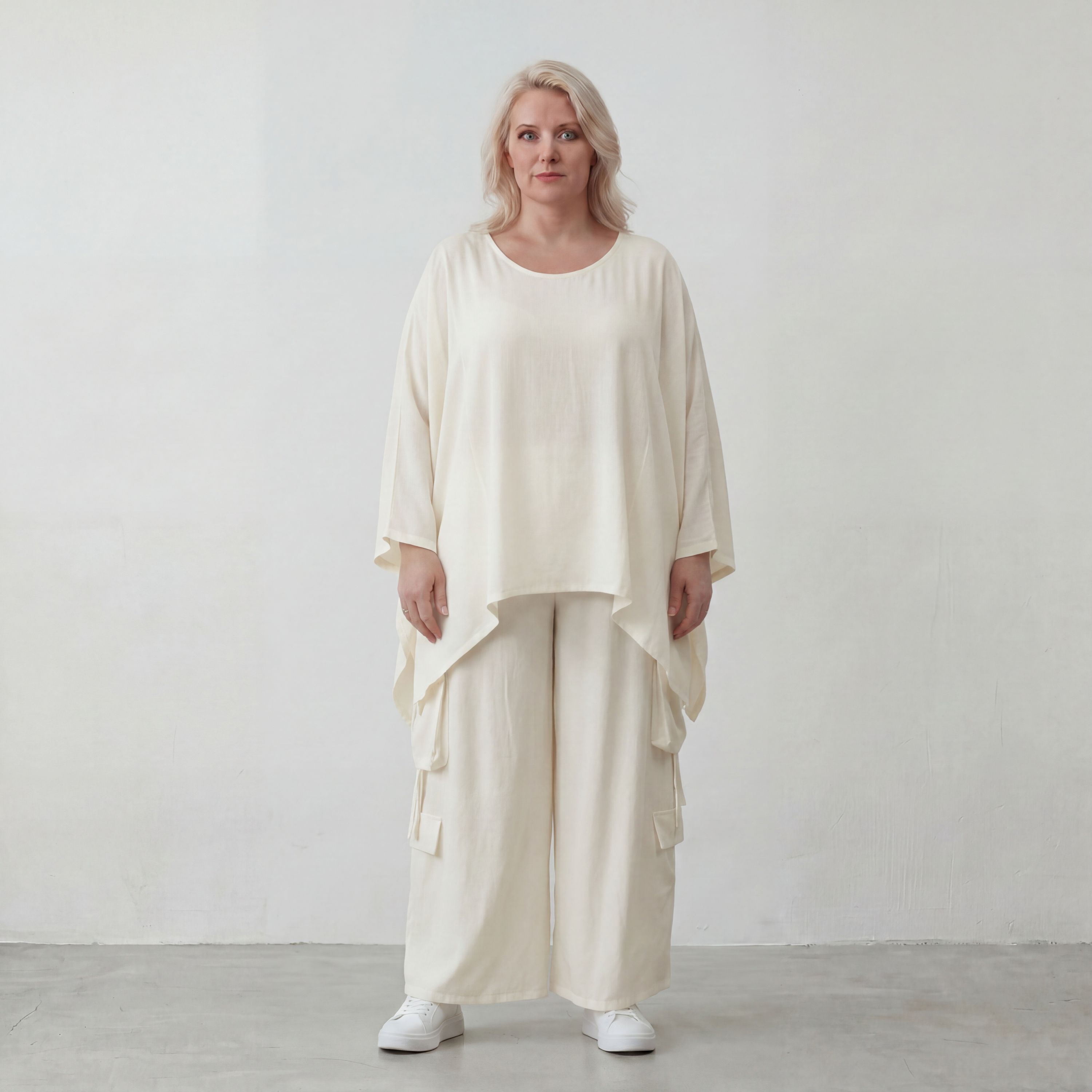 Leichtes Oversize Leinen Shirt im Lagenlook leger modern zeitlos Creme fliessend Komfort