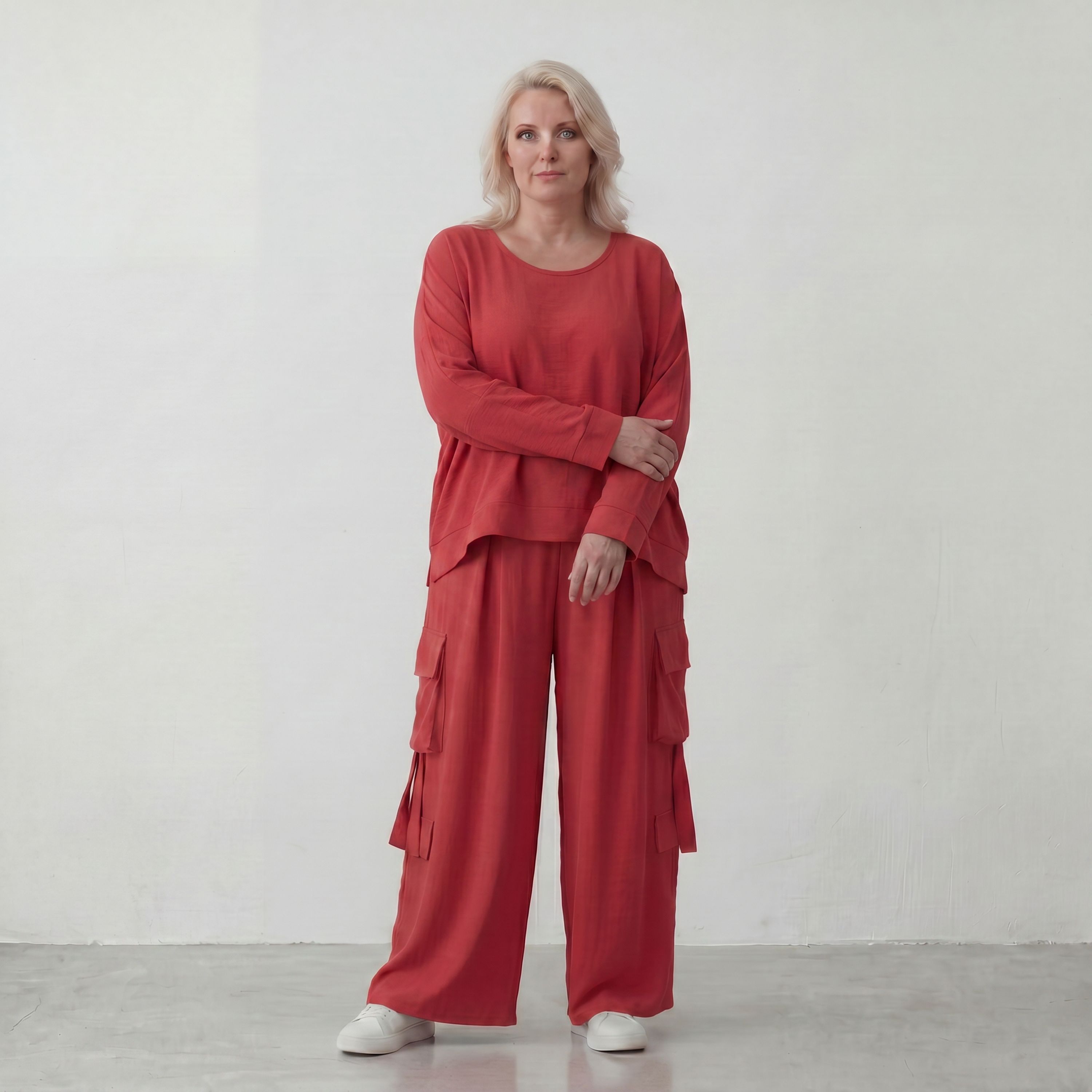 Fuchsia Lagenlook Überwurf in Leinenoptik Oversize leger zeitlos ausgefallen modern leicht