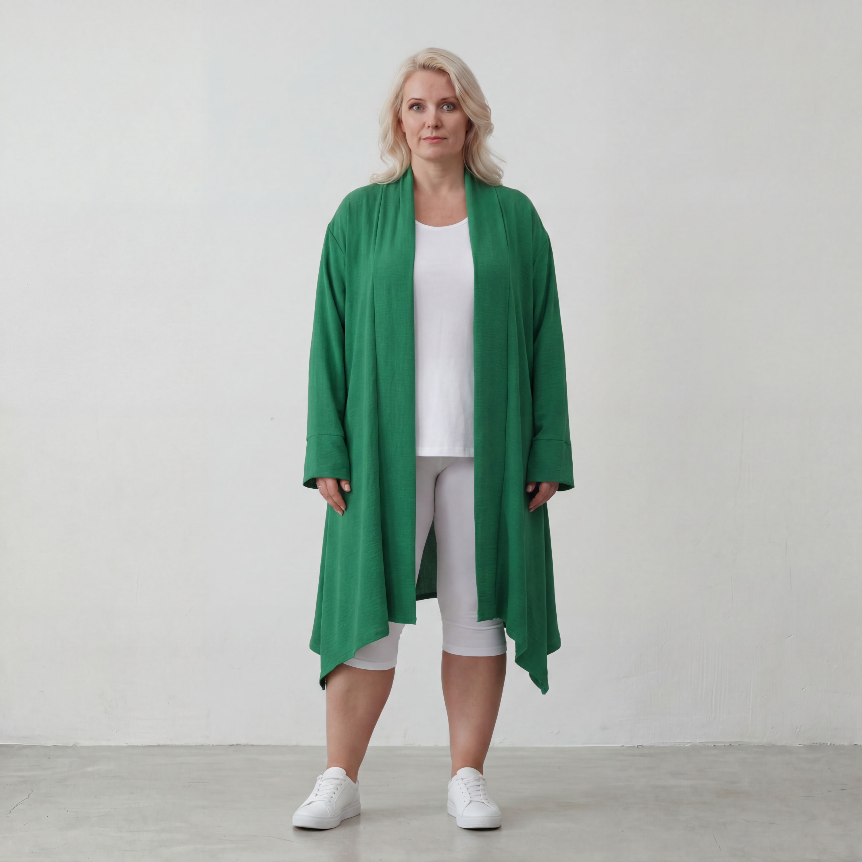 Smaragdgrün fliessend weicher Oversize Cardigan im Lagenlook locker leger zeitlos modern