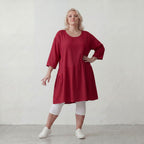 Fuchsia Kleid ALinie leger Oversize Silhouette in Leinenoptik luftig zeitlos modern neu