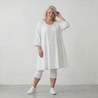 Weißes Leinenkleid im Lagenlook Oversize A Linie leger zeitlos mit Taschen luftig leicht