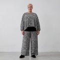 Ausgefallener Lagenlook Überwurf im kastigen Oversize Stil aus stretchig fließendem Slinky, Schwarz/Weiß
