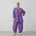 Oversize Shirt im Lagenlook mit zeitlos moderner A-Form und leichter Crash-Popeline, Lila