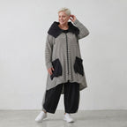 Leichter luftig Crinklemantel im Lagenlook Schwarz Weiß Oversize leger und zeitlos elegant