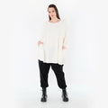 Big Shirt im ausgefallenen Lagenlook aus stretchigem Jacquard mit weichem Waffel-Muster, Weiß
