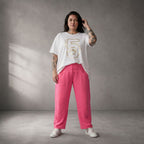 Damen Hose Lagenlook Baumwolle Pink, Karottenschnitt, Elastikbund, Oversize große Größen – Funky Diva