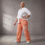 Damen Hose Lagenlook Baumwolle Orange, gerader Schnitt, Fransen, Oversize große Größen – Funky Diva