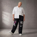Damen Hose Lagenlook Baumwolle Schwarz, Elastikbund, Oversize große Größen – Funky Diva