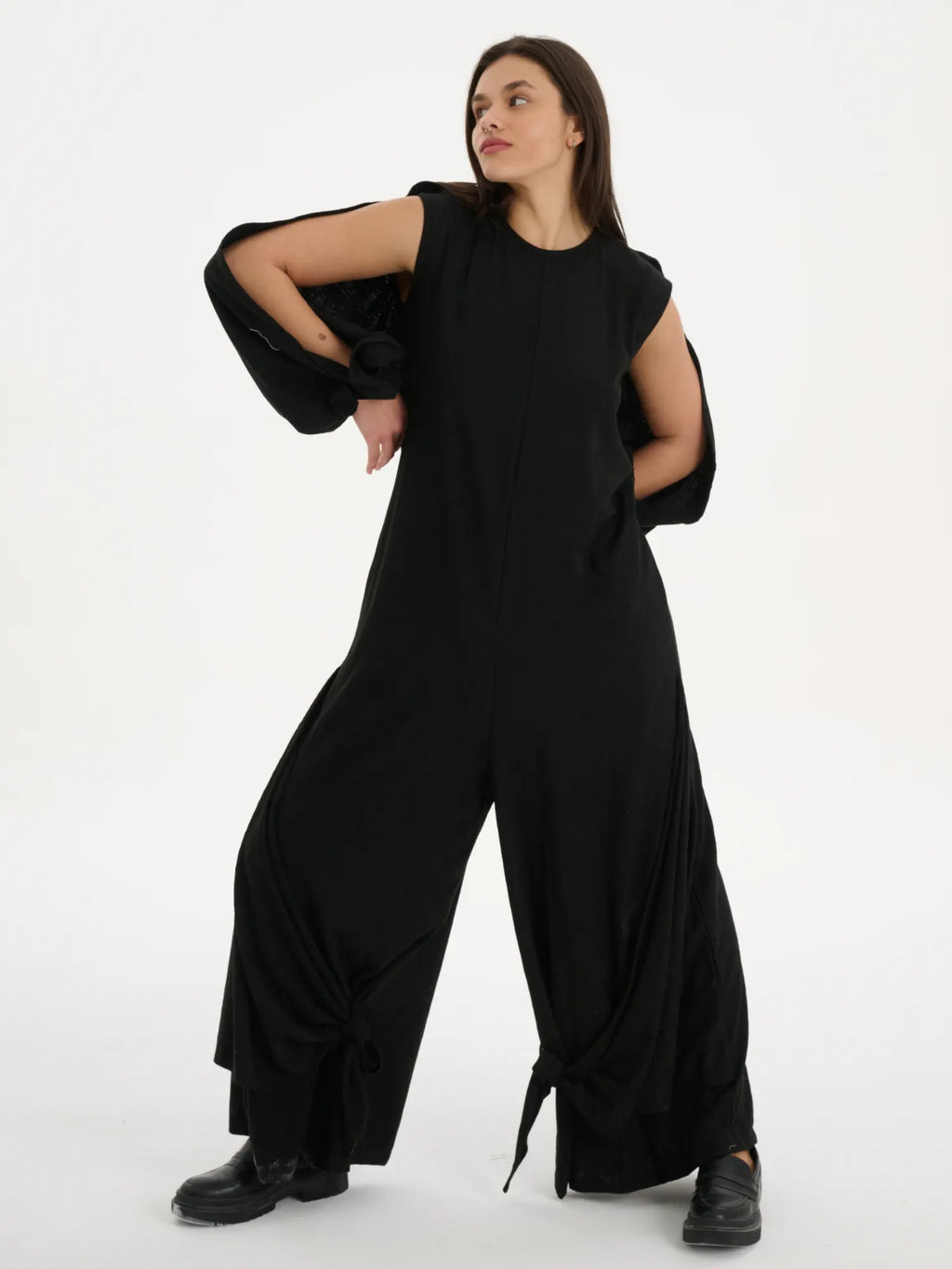  Just Angels Jumpsuit in gerader Form, aus Baumwolle, 1023, Schwarz, Muster, Schick, Schick