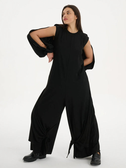  Just Angels Jumpsuit in gerader Form, aus Baumwolle, 1023, Schwarz, Muster, Schick, Schick