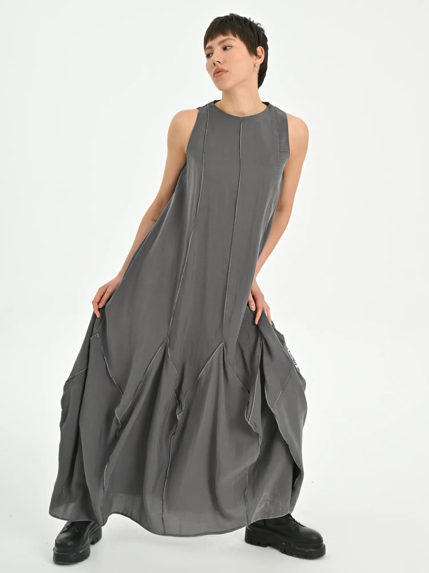  Ballonkleid von Les Mios aus Modal, 7018, Grau, Schick, Modern, Bequem, Schick