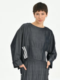 Les Mios Bluse in kastiger Form, aus Baumwolle, 7020, Indigo, Schick, Modern, Bequem