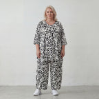 Fliessendes Viskose Shirt im Lagenlook Weiß/Schwarz mit legerem Oversize A-Linie zeitlos