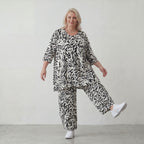 Ballonhose Weiß/Schwarz im Lagenlook leger Oversize weich fliessend zeitlos luftig chic